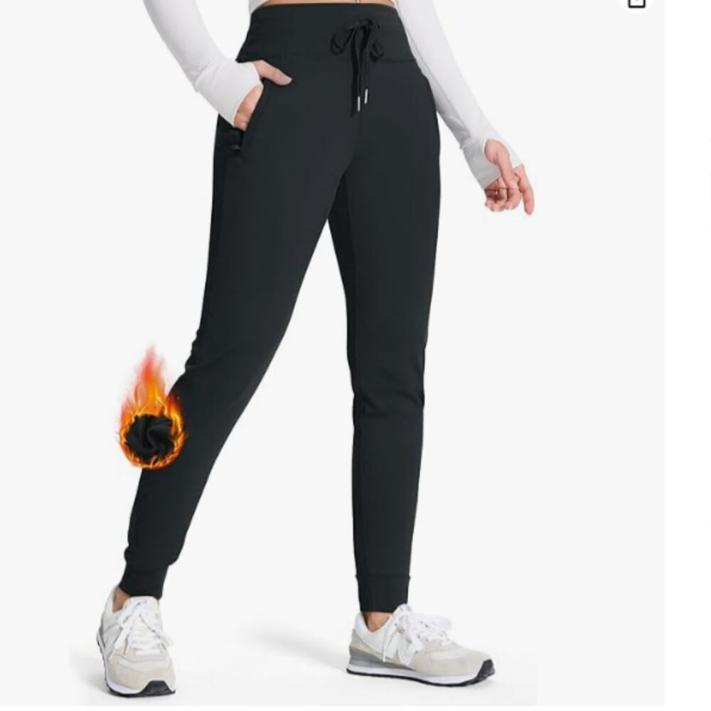 Tall Women Fleece Lined Jogger Hiking Pants with Zipper Pockets 30in In